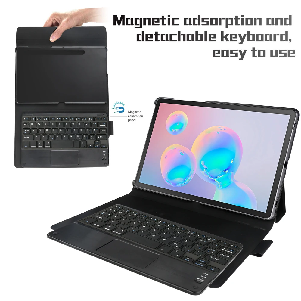 Чехол с испанской клавиатурой для samsung Galaxy Tab S6 10,5 дюймов SM-T860/T865 чехол из искусственной кожи с откидной подставкой и Bluetooth клавиатурой
