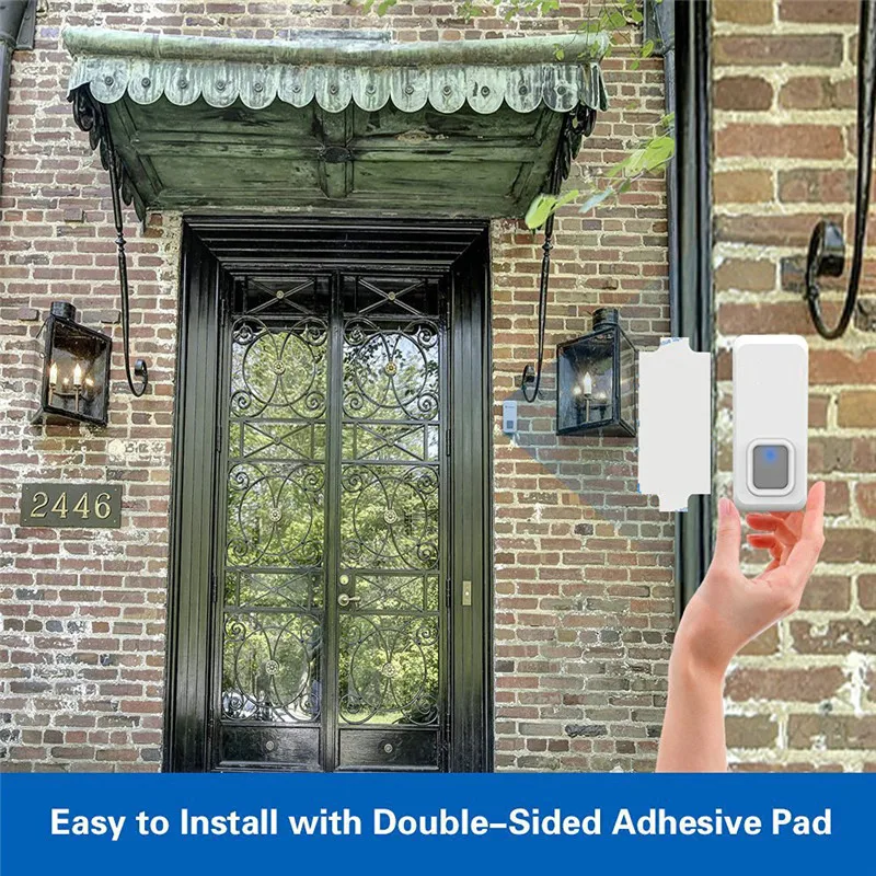 Wireless Doorbell Kit IP55 Waterproof DIY Door Bell Chime Receivers 55 Chimes Melodies UK Plug