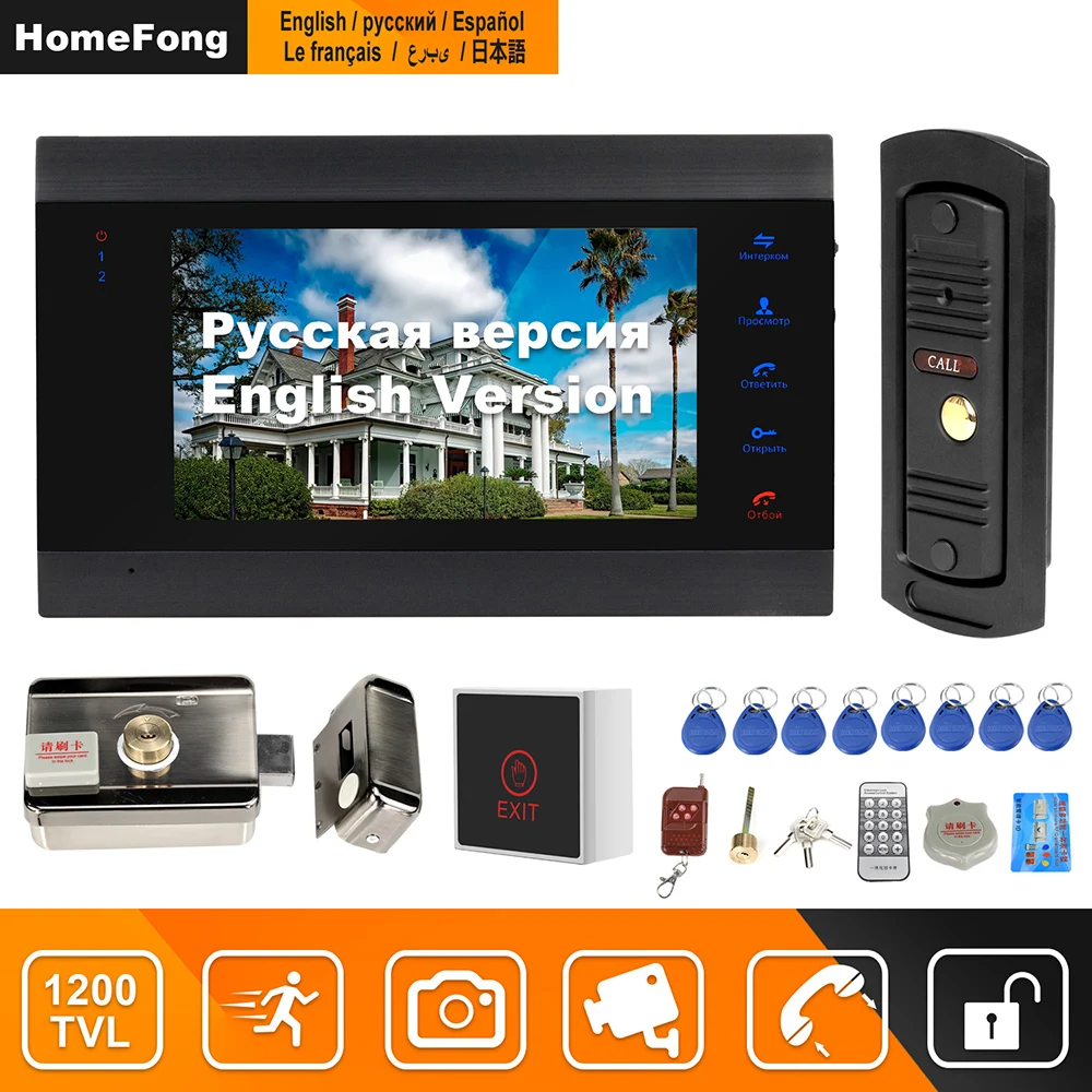 

HomeFong Video Doorbell Wired Video Intercom with Lock Home Access Control System Motion Detection Night Vision Swip Card Unlock