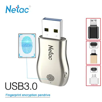

Netac pen drive 32GB 64GB 128GB Recognition Fingerprint Encrypted cle USB Flash Drive Memory Stick for iphone 7 8 ios13 Pendrive