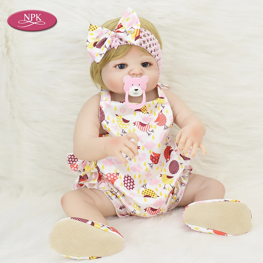 

NPK 55CM Real Full Body Silicone Reborn Baby Doll Bath Toy For Girls Lifelike Princess Realistic Babies Doll Bebes Reborn Menina