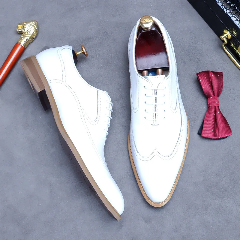new white shoes for men Leather shoes men's business dress