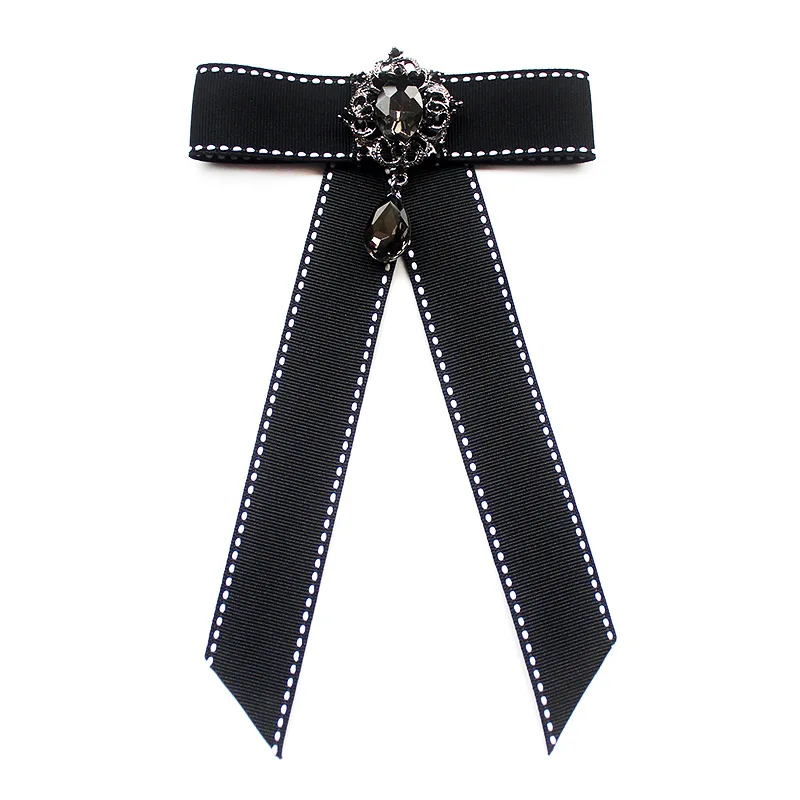 Handmade Bow Tie Женская рубашка с воротником и бантом, украшенная стразами, для свадьбы, бизнеса, Рождества, галстук для девочки, Униформа, лента, галстук-бабочка - Цвет: Handmade Bow Tie