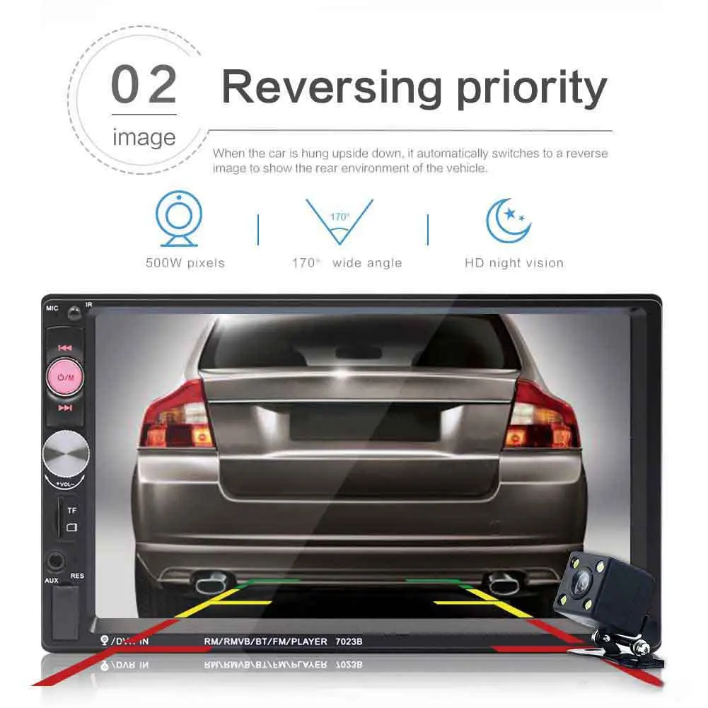  7 pollici HD Portatile A Doppio 2 Auto Lettore Audio Stereo Bluetooth Touch MP5 USB FM Ricevitore R