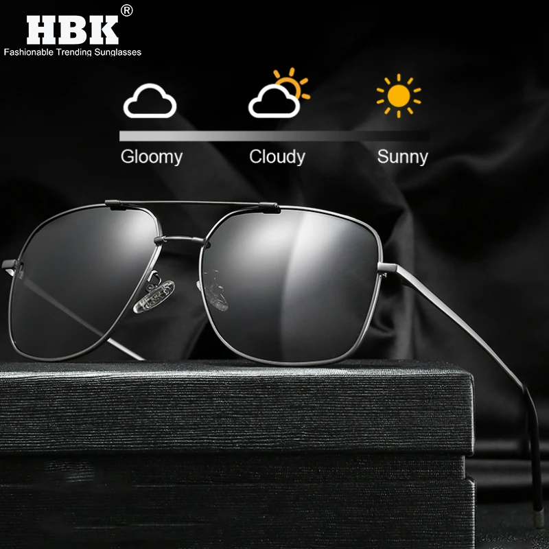 HBK поляризованные фотохромные солнцезащитные очки HD мужские хамелеоны для