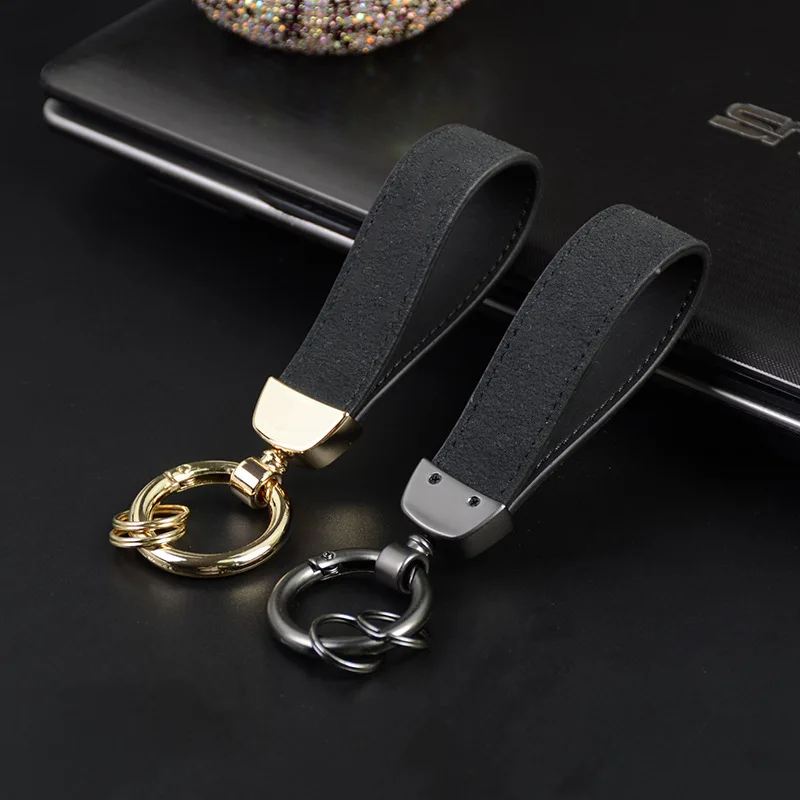 

Customizable Logo Key Pendants Men Popular Brand Import Suede Logo Imprint Spring Car Key Chain