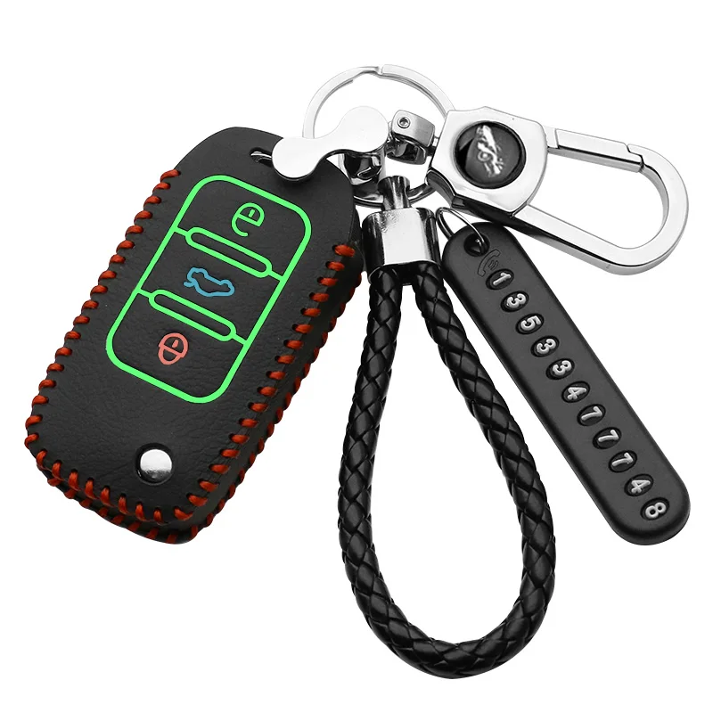 Leather car key case For VW Golf 5 7 Bora MK6 7 Jetta Polo Passat B5 B6 B8 Skoda Octavia A5 Fabia SEAT Ibiza Leon smart key case key case key case cover car key shell