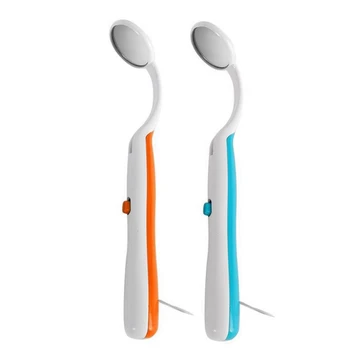 

2 Pc Led Light Teeth Oral Mirror Super Bright Mouth Mirror Illuminated Tooth Care Tool Oral Hygiene Machine Orange & Blue