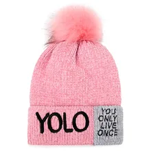 Knitted Real Fur Hat Real Raccoon Fur Pompom Hat Winter Women Hat beanie for women Soft Warm Female Fur Cap