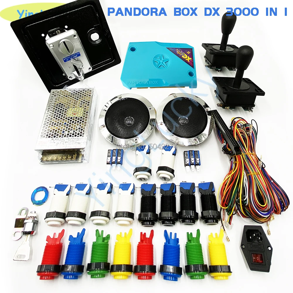 US $148.00 3D pandora box DX arcade kit with American joystick happ button jamma cable game arcade board built 3000