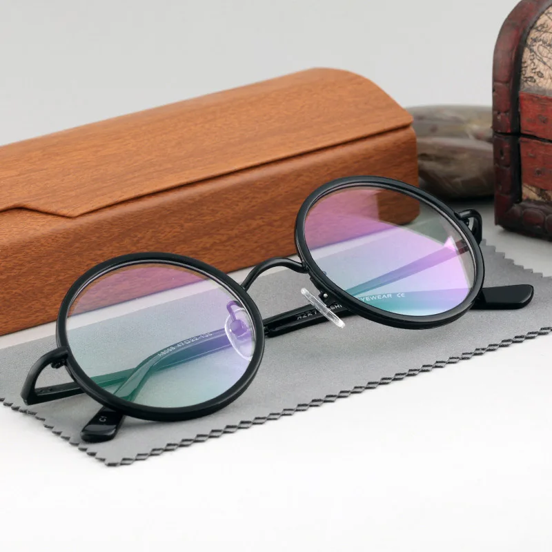 

Vazrobe 44mm Small Round EyeGlasses Frame Men Women Vintage Glasses for Prescription Spring Hinge Black Spectacles Myopia Man