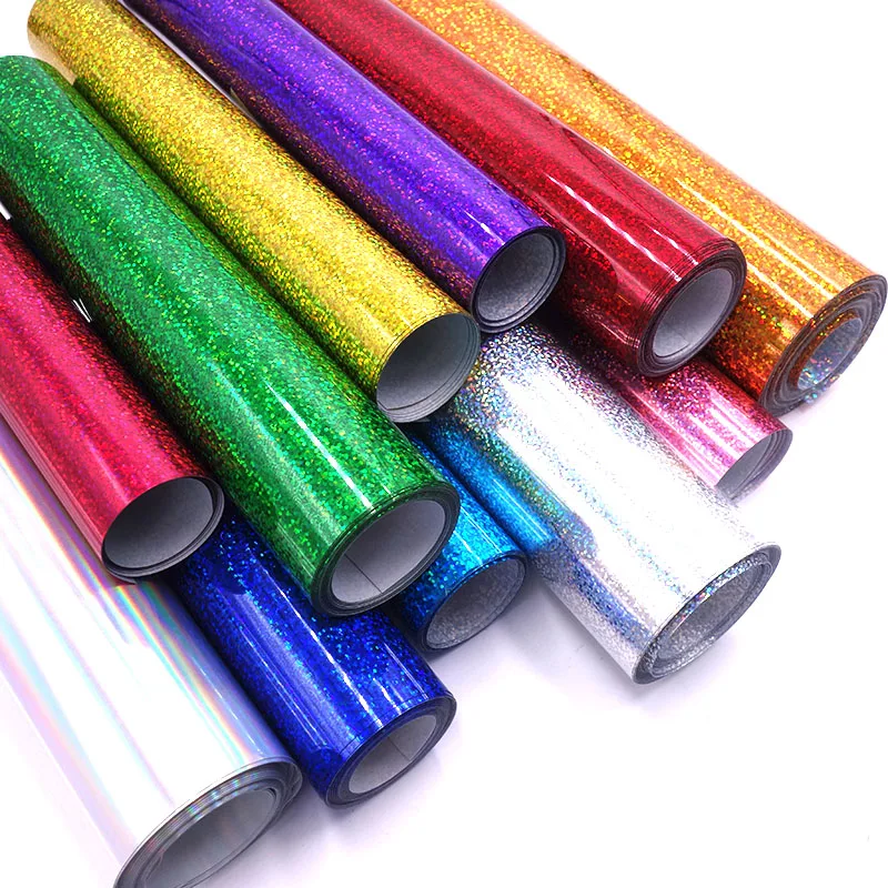 1 roll 10"x20"/25cmx50cm Laser Heat Transfer Vinyl Camouflage Leopard Glass Hologram Rainbow PET Press Tshirt Iron On HTV Film