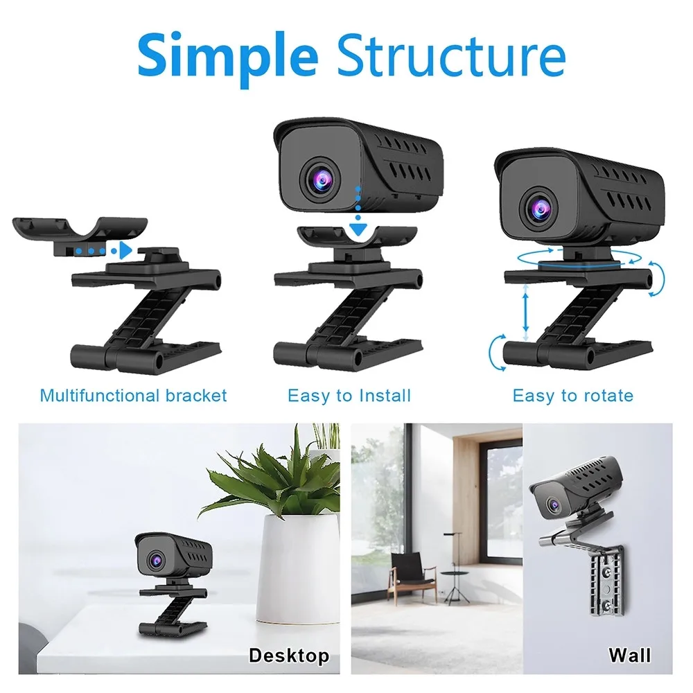 

Mini Camera Home Security Camera WiFi Night Vision 1080P Wireless Surveillance Camera Remote Monitor Phone App