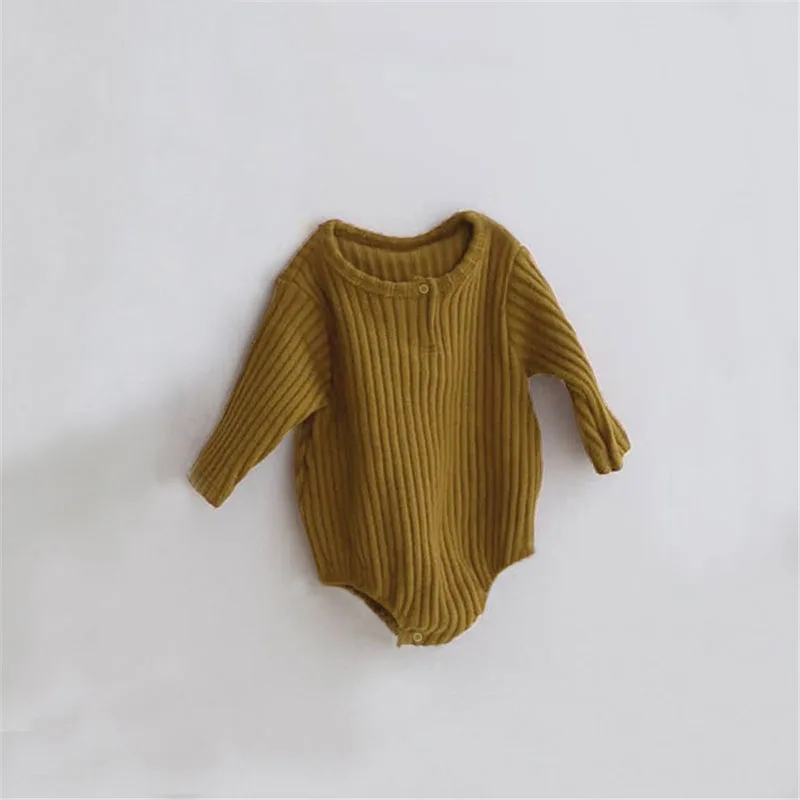 brown romper 2 Комбинезон для маленьких девочек; От 0 до 2 лет; сезон осень-зима; Одежда для новорожденных девочек; Детский комбинезон с длинными рукавами для мальчиков; одежда для маленьких мальчиков - Цвет: brown romper 2