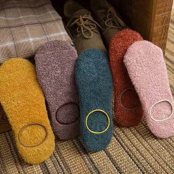 

Women Autumn Winter Home Warm Floor Velvet Low Cut Ankle Socks Thicken Hairy Soft No Show Socks Winter Women