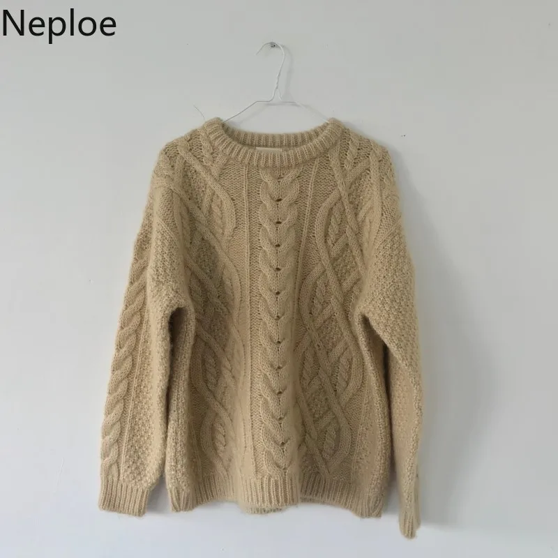 Neploe, женские свитера с крученым узором, осенняя мода, водолазка, длинный рукав, пуловер, женские джемперы, корейские женские свитера, 80250
