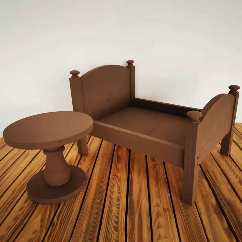 Newborn Photography Props Vintage Wooden Newborn Posing Mini Bed Coffee Table Tea Desk Furniture For Baby Studios Photo Shooting
