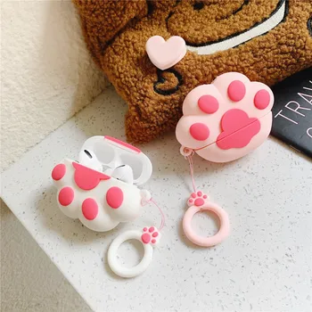 

10Pcs 3D Cat Paw Bluetooth Earphone Case For Airpods Pro Cute Accessories Protective Cover For Air Pods Silicone With Ring Strap
