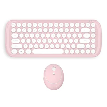 

2.4G Keyboard and Mouse Set Cute Girly Wireless Keyboard Office Wireless Mouse Round Key Keyboard Gaming Typewriter Keyboard