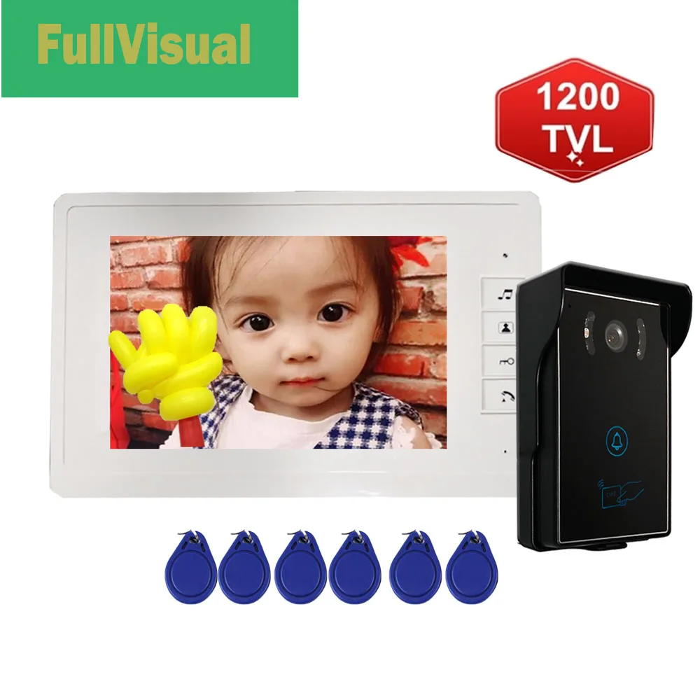 Fullvisual 7 Inch Video Intercom Card Reader Doorbell Door Phone System 1200TVL HD Day Night Vision Unlock | Безопасность и защита