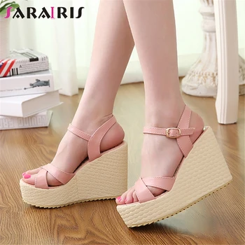 

SARAIRIS Round Toe Female Summer Sandals Platform High Wedges Sandals Women 2020 Leisure Party Sexy Shoes Woman