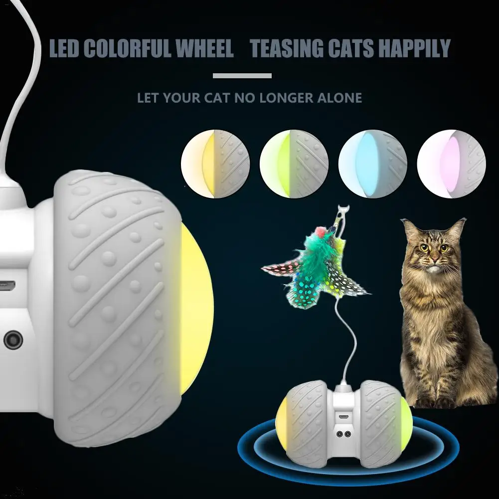 

Automatic Pet Cat Dog Toy Two-wheel Drive USB Cat Toy Interactive LED Colorful Light Magic Funny Kitten Stick Toys For Dog