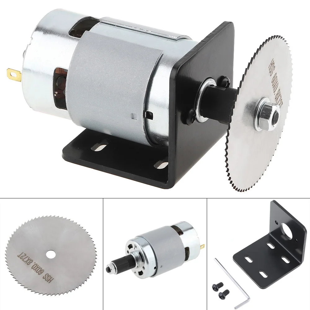 12-24V 775 Motor Table Saw Kit with Ball Bearing Mounting Bracket and 60mm Blade for Cutting Polishing Engraving | Инструменты
