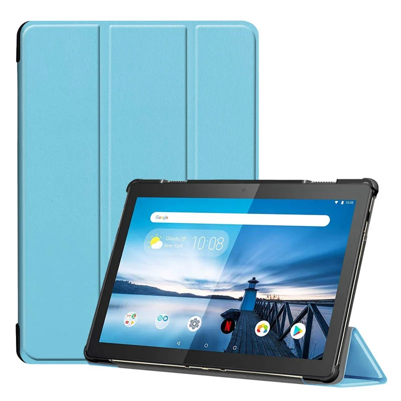 Тонкий флип-чехол с подставкой из искусственной кожи для lenovo Tab M10 TB-X605F 10,1 дюймов чехол для lenovo Tab M10 10,1 чехол для планшета+ пленка+ ручка - Цвет: blue