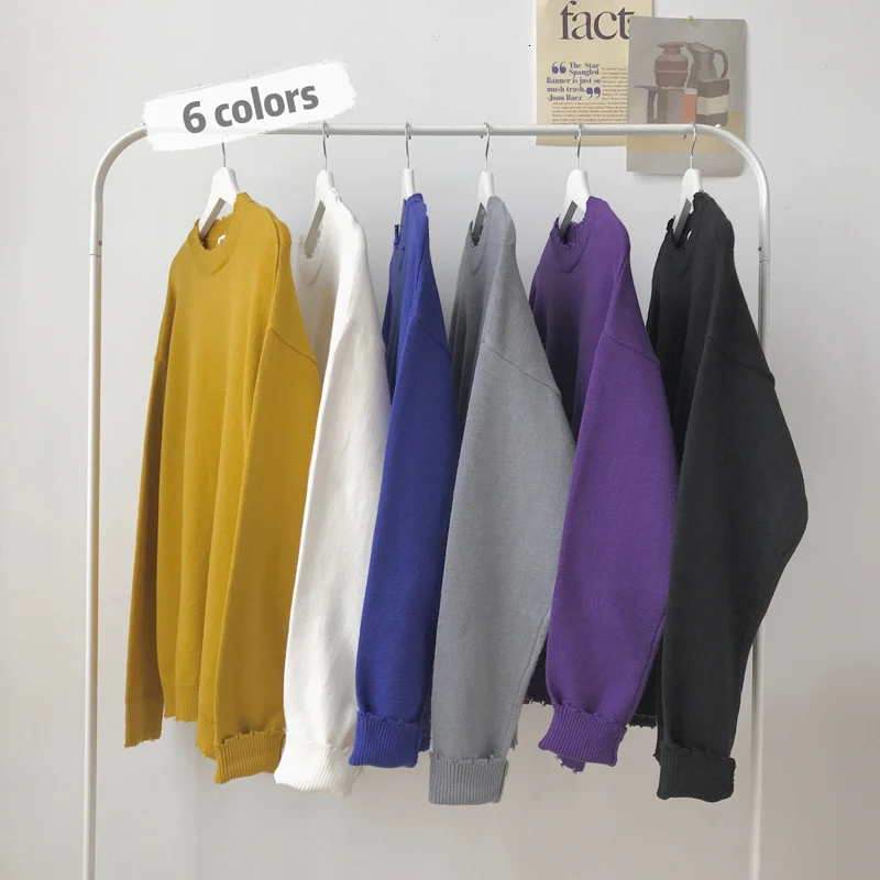 Autumn Sweater Men Warm Fashion Solid Color Casual O-neck Knit Sweter Man Streetwear Loose Long-sleeved Pullover Men M-2XL