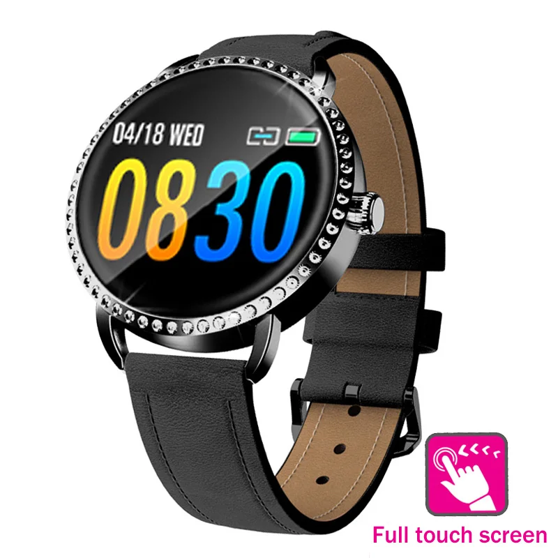 LIGE новые умные часы для женщин и мужчин, спортивные водонепроницаемые часы, кровяное давление, пульсометр, часы для сна, полный сенсорный экран, умные часы+ коробка - Цвет: Black