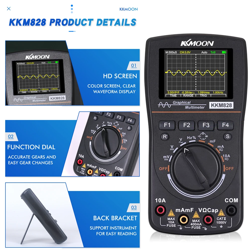 KKmoon Oscilloscope High Definition Intelligent Graphical Digital Multimeter 2 in 1 with 2.4 Inches Color Screen | Инструменты