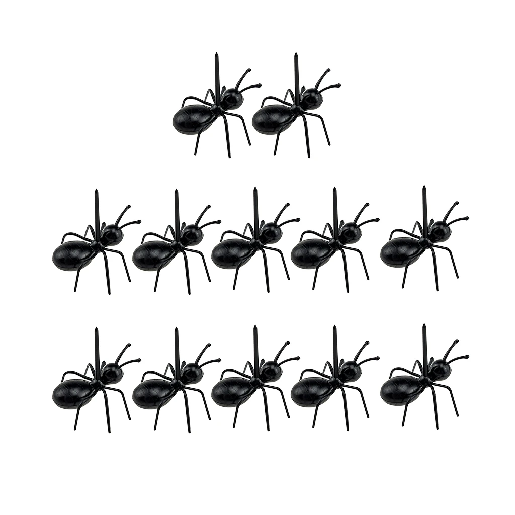 12PCS Ant Food Picks Animal Fruit Food Toothpicks Dessert Forks Picks (Black)