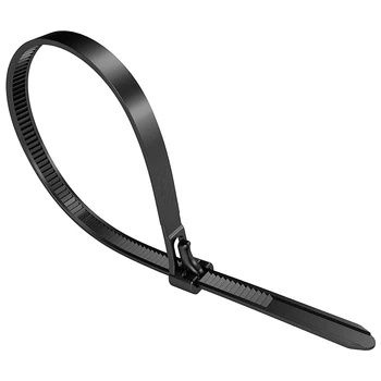 

100Pcs Live Buckle Reusable Nylon Cable Tie Black 7.4 mm x 250 mm