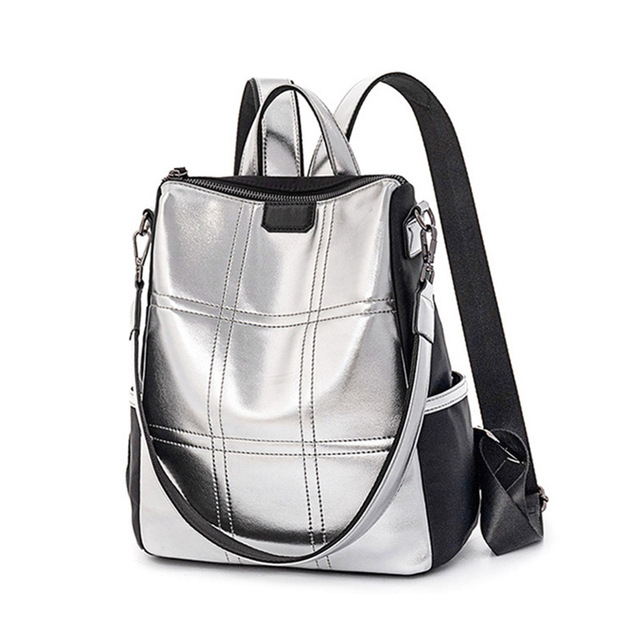 Leather Bag Women Fashion Backpack Patchwork Bagpack Elegant Ladies Brand Korean Anti Theft Backpack Mochila Feminina Bag