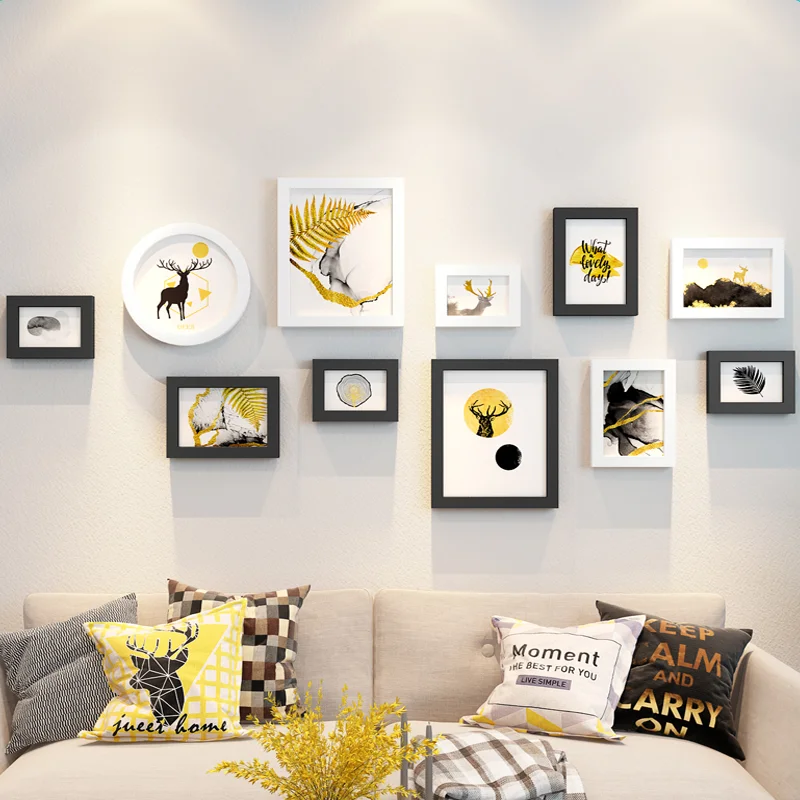 

11 Photo Wall Self-Adhesive Punch-Free Living Room Dining Room Wall Decoration Photo Frame Hanging Wall Personality Combination