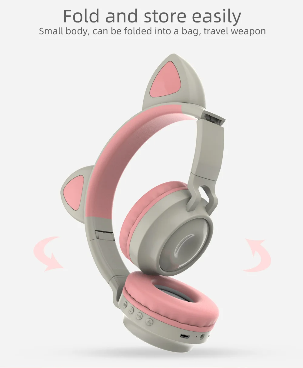 Headphones wireless bluetooth headset microphone gaming headset LED glare built in radio TF card playback