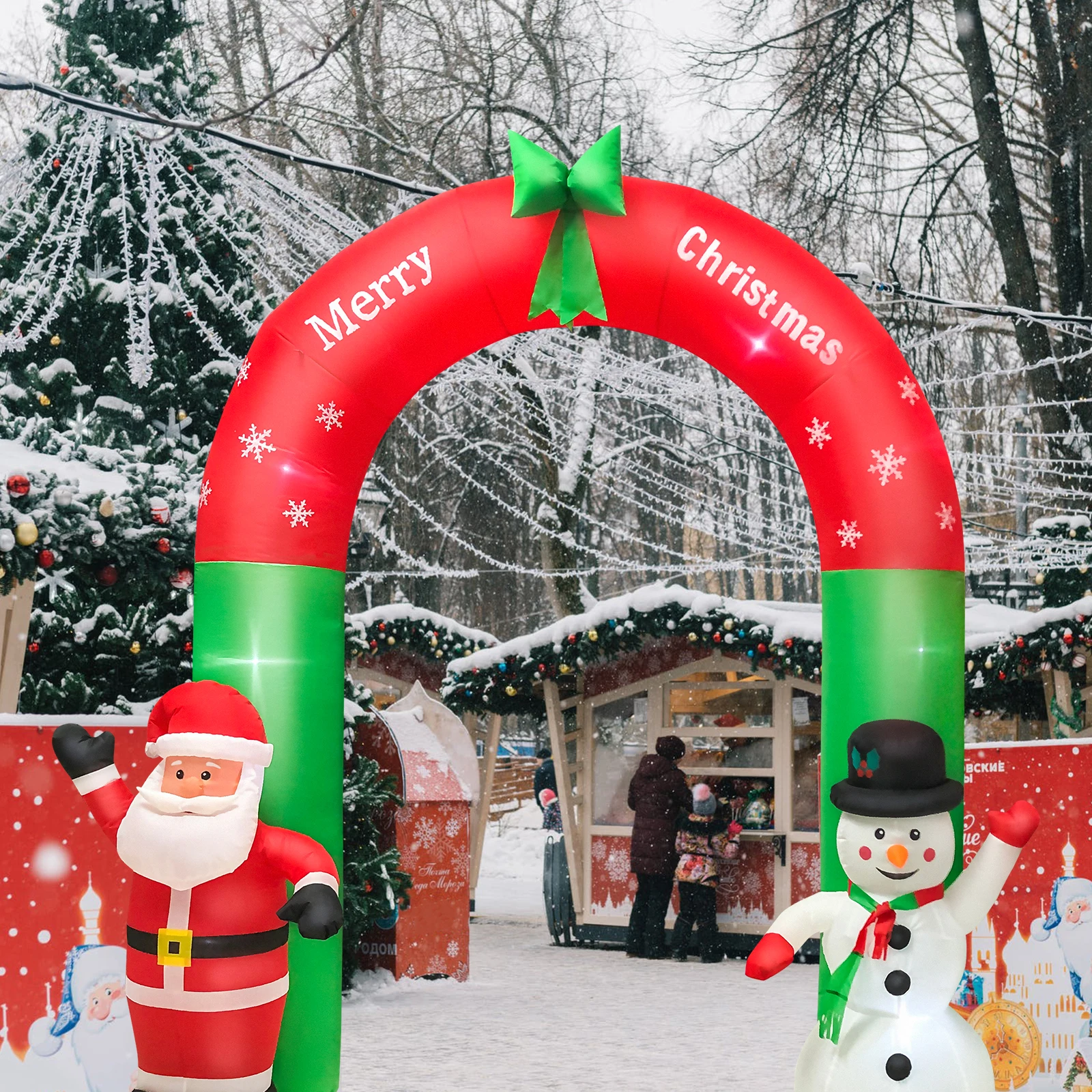 1.8/2.4M Inflatable Christmas Archway Santa Snowman Xmas Decor LED Light Outdoor 