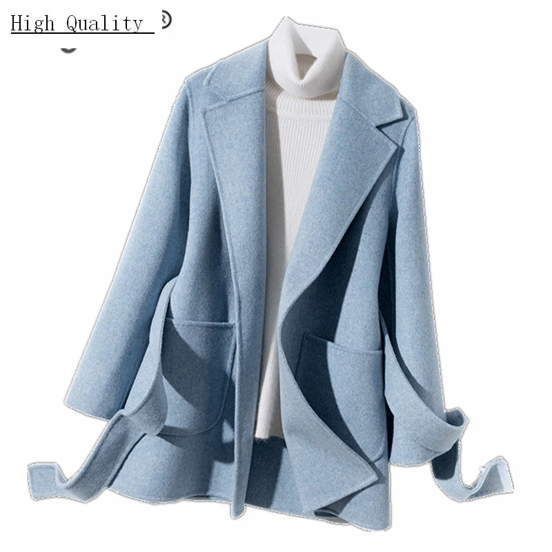 

Natural 100% Wool Coat Female Long Cashmere Jacket Women Korean Both Sided Woolen Clothes 2020 Winter Autumn Overcoat 932