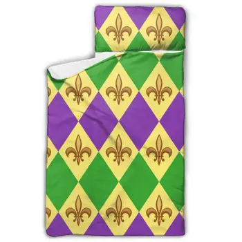 

Mardi Gras Fleur De Liz Nap Mat with Pillow for Toddler Boys and Girls Ideal for Daycare and Preschool