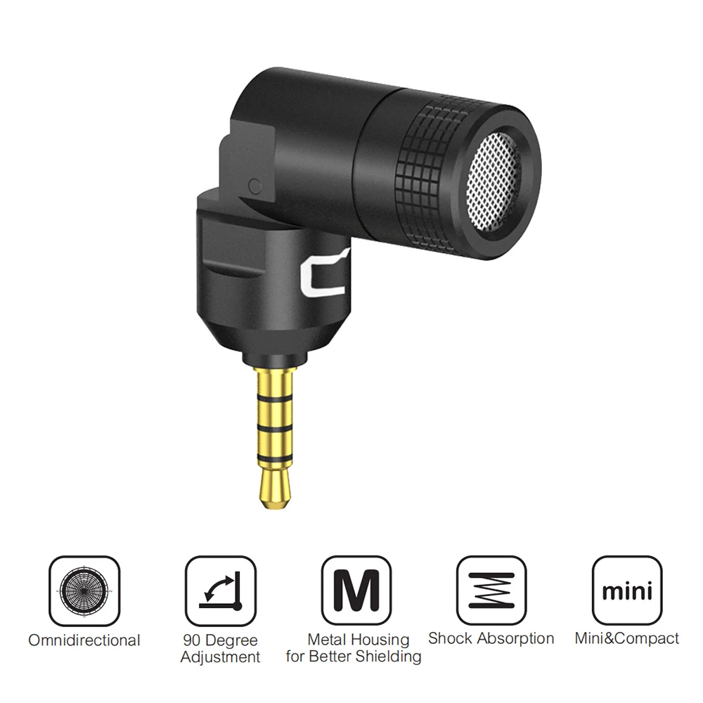 COMICA CVM-VS07 мини всенаправленный микрофон 3,5 мм TRRS разъем 90 ° для экшн-камеры GoPro DSLR камеры стабилизатор мобильного телефона