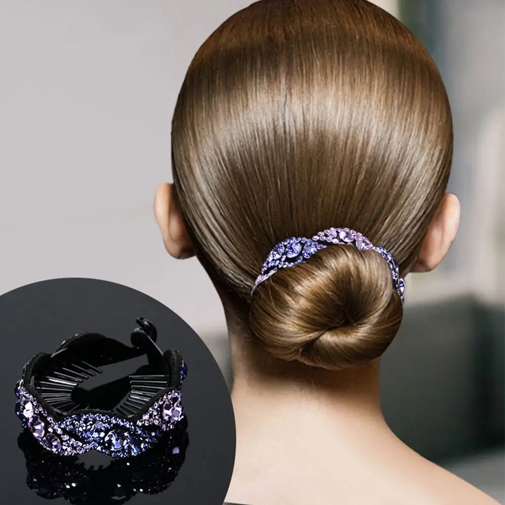 Fashion Rhinestone Leaves Shape Hair Clips Claws Women Ladies Hairpins Openwork Floral Crystal Bird Nest Barrette Headwear