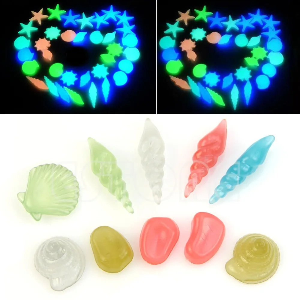 

10PCS Glow in the Dark Luminous Stone Conch Sea Shells Aquarium Fish Tank Decor