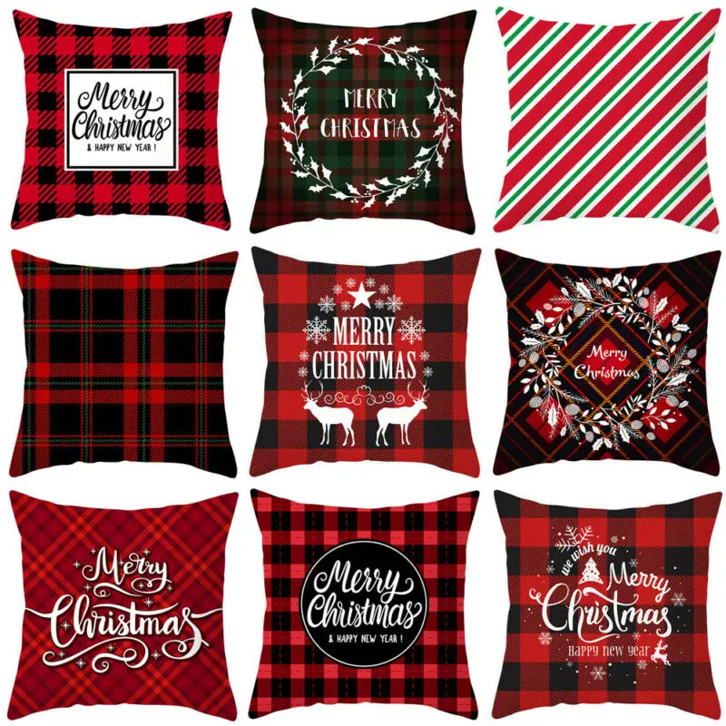 Feliz Navidad decoración funda de almohada Santa Claus muñeco de nieve Feliz Navidad decoración funda de almohada Santa Claus muñeco de nieve