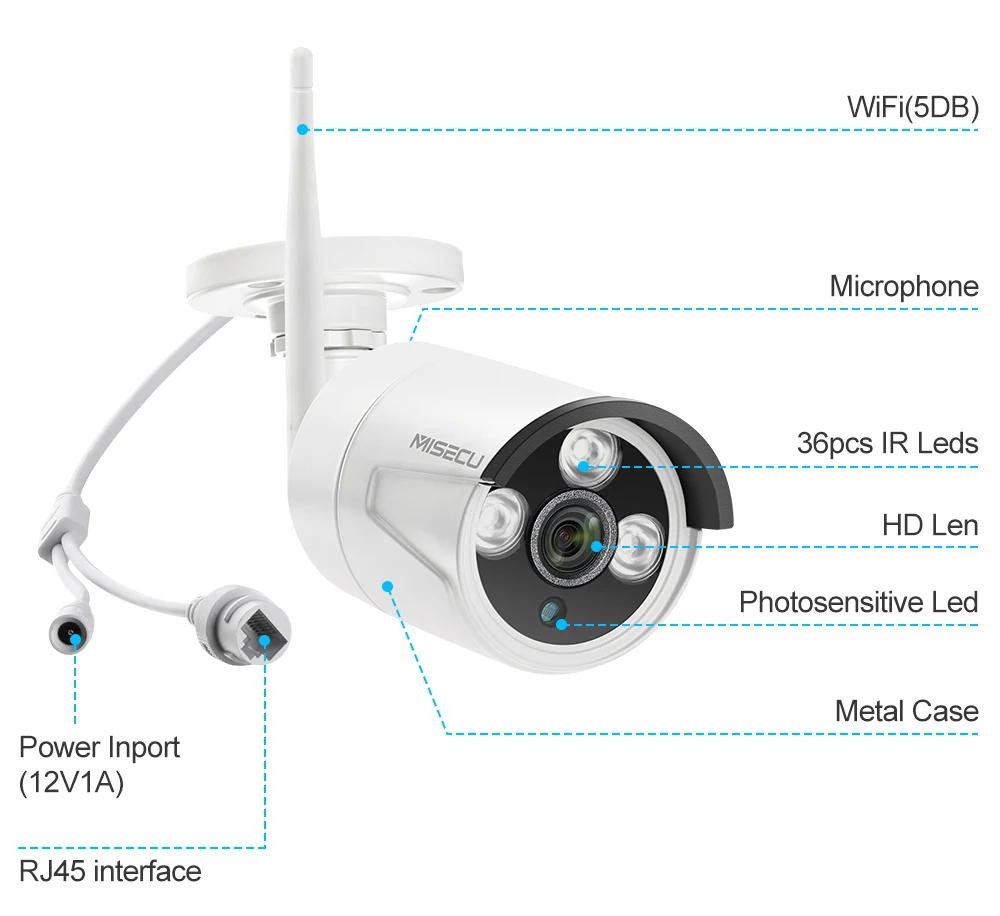 MISECU 8CH NVR Ультра HD 3MP CCTV Беспроводная система аудио запись открытый Крытый Wifi IP