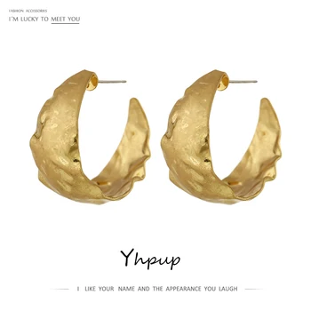 

Yhpup Vintage Golden Geometric Stud Earrings Copper 16 K Charm Metal Earrings Brincos for Women Office Accessories Gift New
