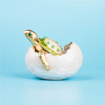 

H&D Crystal Turtle Egg Figurines Separable Hinged Animal Jewelry Trinket Box Decor Cute Small Turtle Lover Gifts Wedding Favors