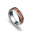 AsJerlya 316L Stainless Steel Finger Rings Durable Vintage Titanium Stainless Steel 8mm Ring Wood Grain Ring Jewelry For Men 2