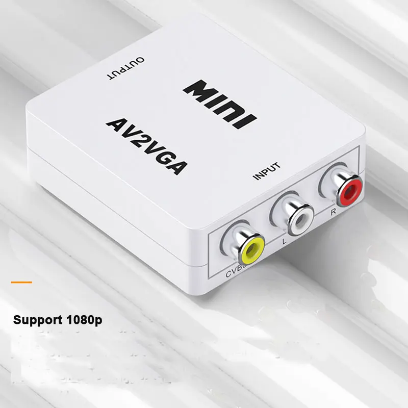 Мини HD AV2VGA видео конвертер коробка AV RCA CVBS в VGA видео конвертер с 3,5 мм аудио в ПК преобразователь ТВЧ-сигналов