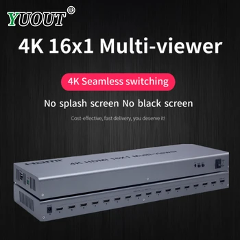 

4K HDMI 16x1 Quad Multi-viewer Switcher 16 In 1 Out Seamless Switch Multiviewer Picture Screen Divider Converter Ethernet RS232