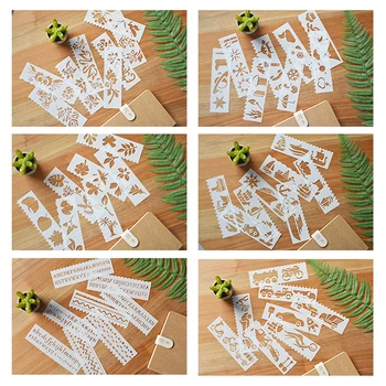 

8pcs/set Hollow Drawing Template Ruler DIY Art Scrapbook Album Kids Painting Template Classroom Decor Early Education Supplies